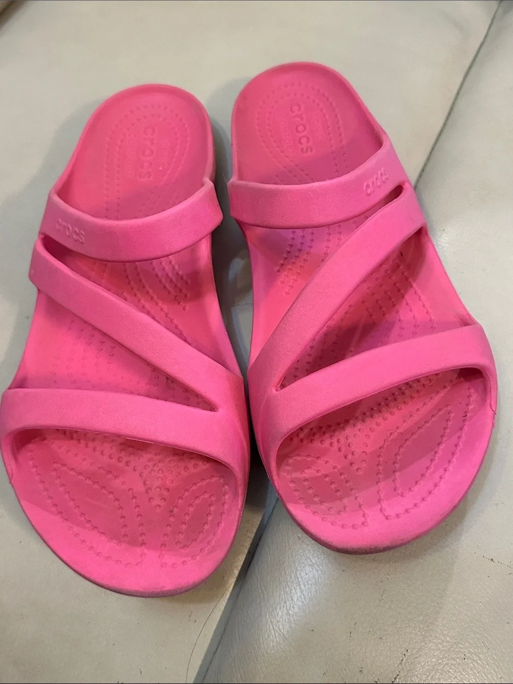 CROCS Swiftwater Hot Pink Triple Strap Slide Sandals Women's Size 9
